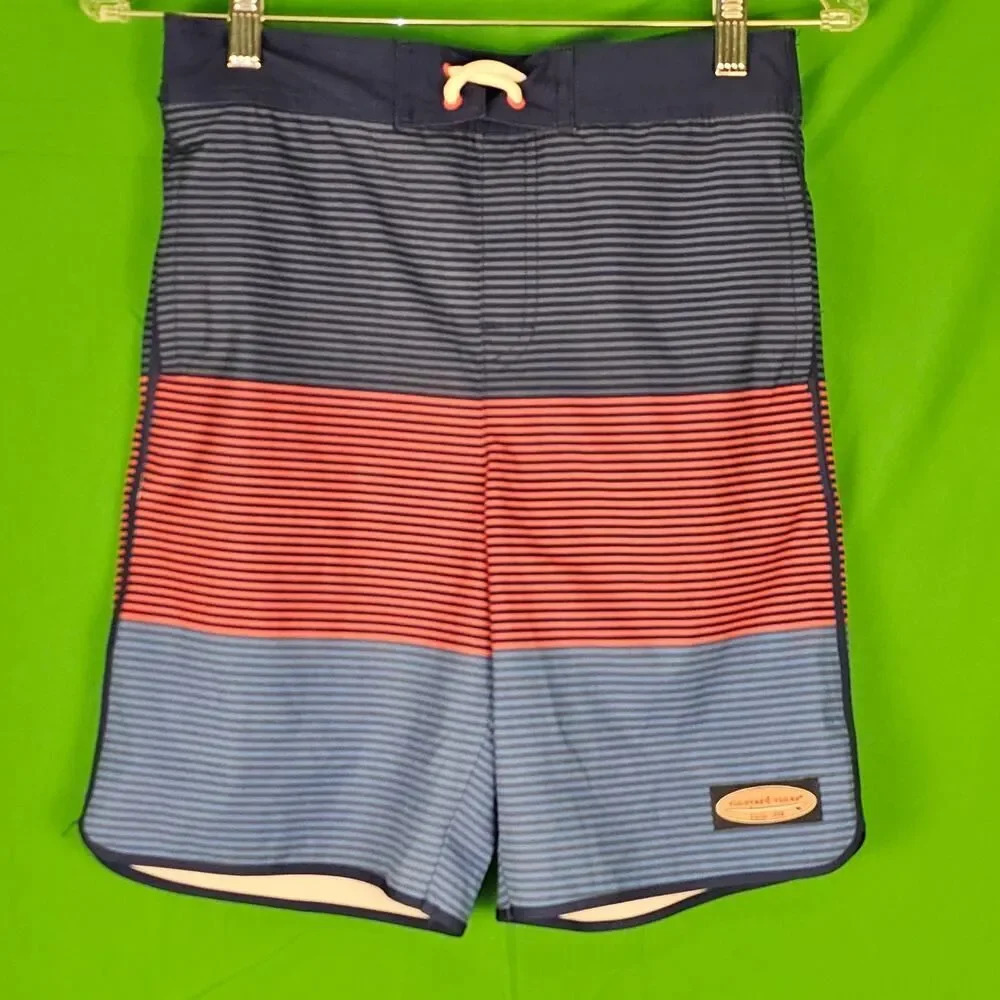 Vineyard Vines Boys Red Blue Striped Swim Trunks Board‎ Shorts Large 16